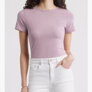 Nordstrom Pima Cotton Blend Crewneck T-Shirt— purple horn & grey